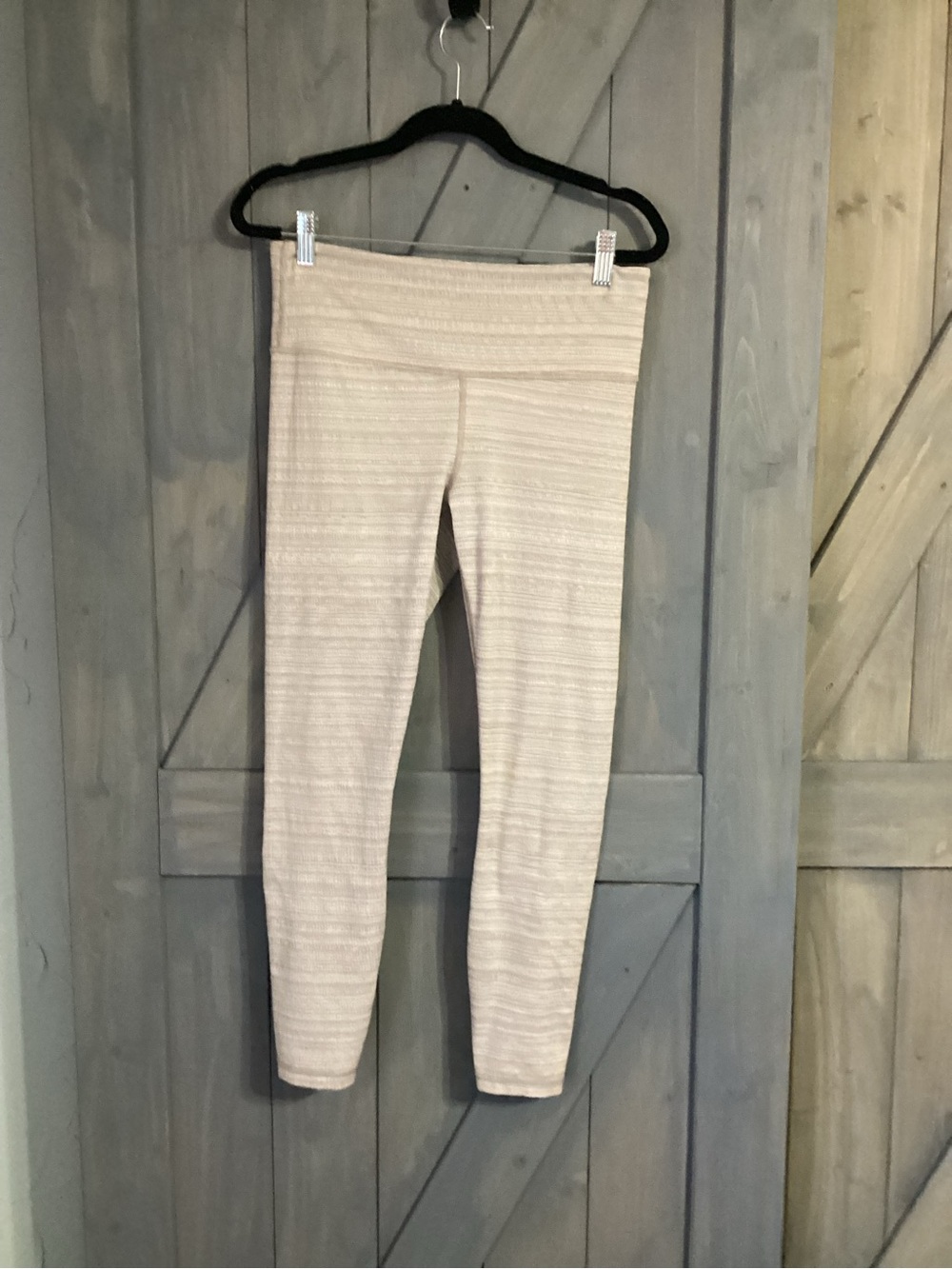 Athleta Cream Textured High-Waist Leggings